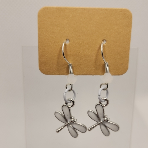 Jewelry - White Dragonfly Earrings